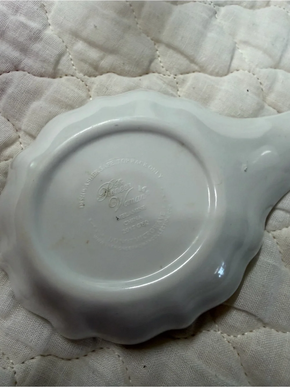 The Pioneer Woman White Ceramic Floral Spoon Rest with Red and Blue Flowers